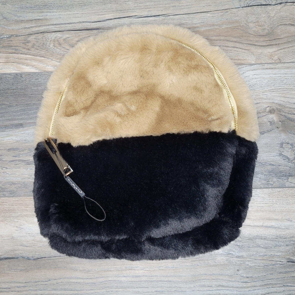 Furry Staple Backpack With Adjustable Straps